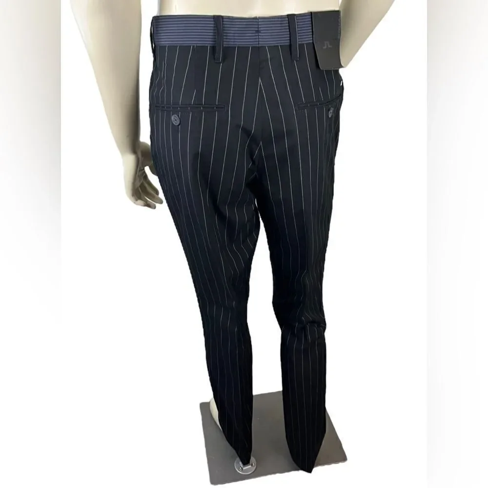 NWT J. Lindeberg Slim Fit F/F Black/White Pinstripe Casual Dress Pants Size 32